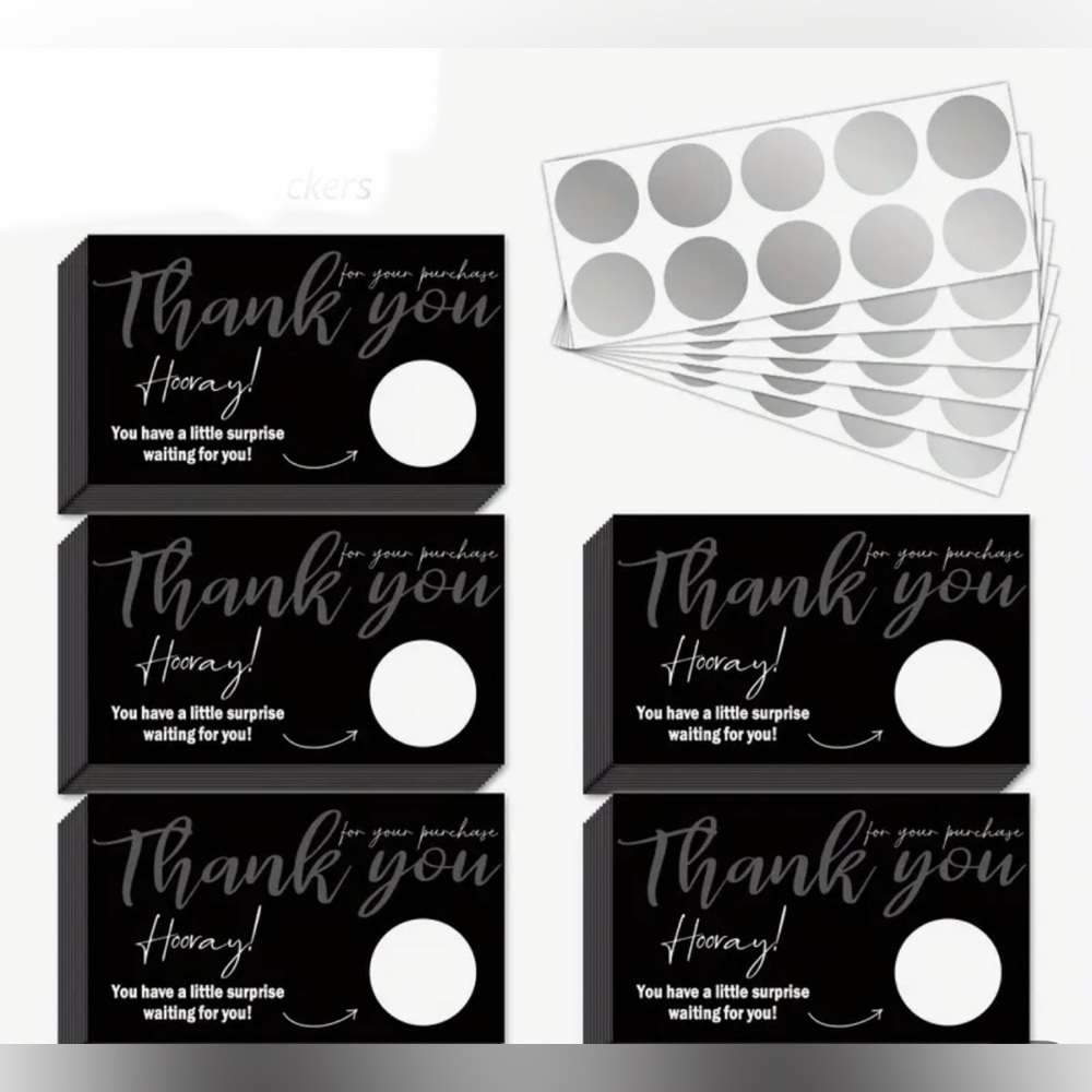 NEW 50 Piece Scratch Off Thank You Cards - 110 total pieces